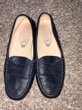Tod's Navy Leather Penny Loafers